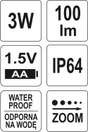 METALOWA LATARKA Z DIODĄ CREE 100*25MM