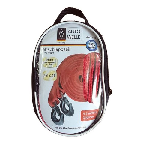 LINA HOLOWNICZA SAMOCHODOWA DWA HAKI 4.5M UDŹWIG 3T