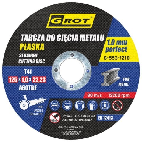 TARCZA PŁASKA T1A 125*1.0*22 KOMPLET 10 SZTUK