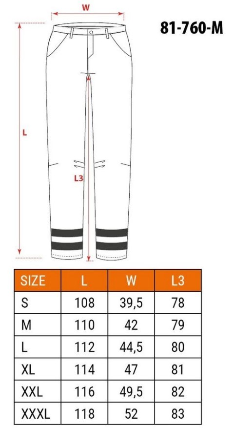 SPODNIE ROBOCZE OSTRZEGAWCZE OCIEPLANE ŻÓŁTE M