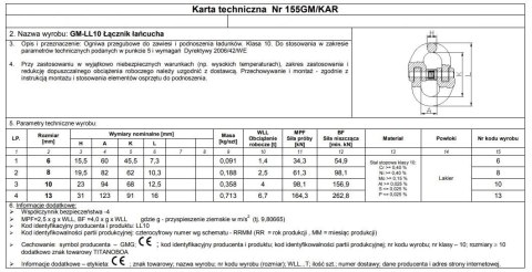 OGNIWO PRZEGUBOWE GM-LL G10 8MM WLL 2.5T