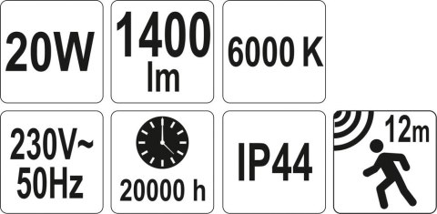 REFLEKTOR DIODOWY Z CZUJNIKIEM RUCHU 20W