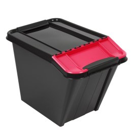POJEMNIK PRO BOX 58L POCHYŁY CZARNY, CZERWONA POKRYWA