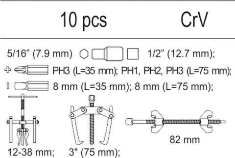 WKŁAD DO SZULFADY NARZĘDZIA MOTORYZACYJNE 10 CZĘŚCI