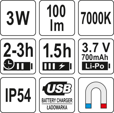 LATARKA WIELOFUNKCYJNA 3W 100LM