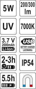 LATARKA WIELOFUNKCYJNA 5W COB 300LM