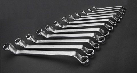 KLUCZE OCZKOWE ODGIĘTE 6-32MM, 12 SZTUK