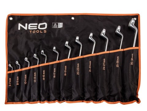 KLUCZE OCZKOWE ODGIĘTE 6-32MM, 12 SZTUK