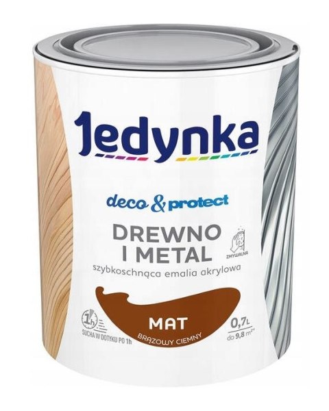 JEDYNKA DECO&PROTECT DREWNO I METAL MAT BRĄZOWY 0,7L