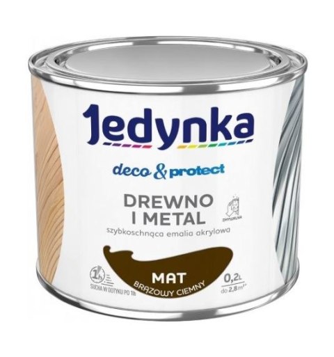 JEDYNKA DECO&PROTECT DREWNO I METAL MAT BRĄZOWY CIEMNY 0,2L