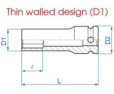 NASADKA DŁUGA UDAROWA CIENKOŚCIENNA 6-KĄTNA 1/2 22MM