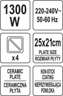 OPIEKACZ 1300W, CERAMICZNA PŁYTA