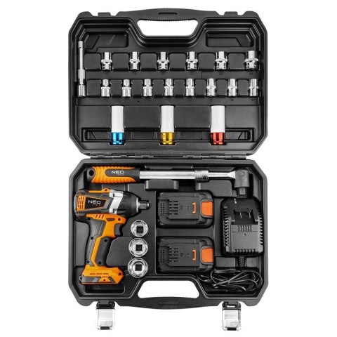 KLUCZ UDAROWY AKUMULATOROWY 2*18V,2.0AH,ZESTAW NASADEK 1/2''