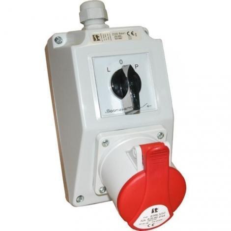 ZESTAW INSTALACYJNY Z GNIAZDEM 16A 4P (L-0-P) CZERWONY