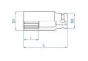 NASADKA DŁUGA UDAROWA 1/2'' 19MM 12-KĄTNA