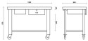 STÓŁ WARSZTATOWY NA KÓŁKACH Z ODPROWADZ.PŁYNÓW POMARAŃCZOWY
