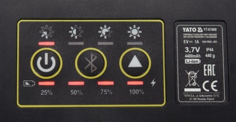 REFLEKTOR PRZENOŚNY Z GŁOŚNIKIEM 2X15W, 2000LM, LI-ION,IP44